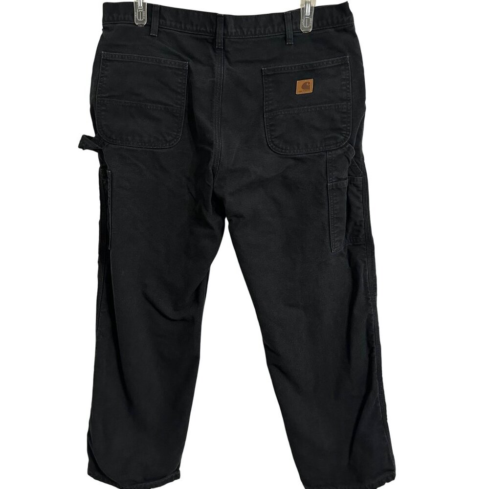Carhartt Mens Cargo Work Pants 40x30 Loose Straight Washed Flannel Lined - Picture 3 of 8